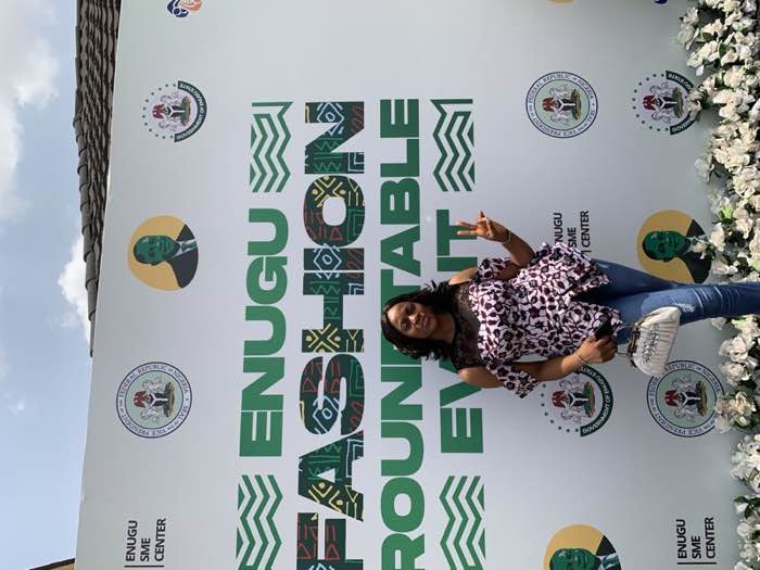 Prom G Fashion at Enugu Fashion Roundtable Event printed blouse with jeans